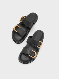 Summer Slides 2024, Black Buckle Sandals, Beautiful Shoes For Women, Summer Sandles 2024, Chic Summer Sandals, Shoes Outfit Ideas, Buckle Flats, Summer Slides