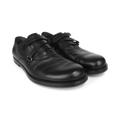 Gucci dress shoes in smooth black leather with velcro straps across the top with silver o-ring hardware and an embossed logo. Includes box. Brand = Gucci Size = 9 Condition = 8.5/10, Excellent. Light wear to soles. Material = Leather SKU = 23662-1 Gucci Modern Black Loafers, Classic Black Gucci Leather Shoes, Black Leather Dress Shoes With Tang Buckle, Gucci Black Dress Shoes With Branded Insole, Black Dress Shoes With Tang Buckle And Round Toe, Black Leather Dress Shoes With Buckle, Gucci Black Round Toe Dress Shoes, Gucci Formal Leather Shoes With Rubber Sole, Gucci Black Dress Shoes With Leather Sole