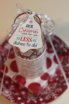 a christmas ornament on top of a plate