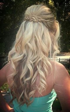 Pretty Half Updo Hairstyle with Braids and Curls Prom Hairstyle, Dance Hairstyles, Hair Styles 2014, Popular Haircuts, Bohol