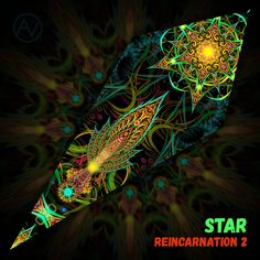 a star rocket is flying through the air with an intricate design on it's side