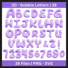 3d bubble letters and numbers in purple