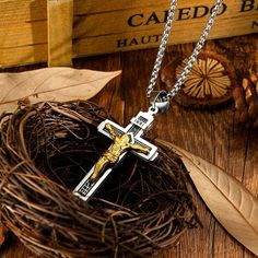 Mens Unisex Jesus Christ Crucifix Cross Pendant Christian Necklace Silver Gold | eBay Goddess Of Fortune, Christian Necklace, Jesus Cross, Gold Cross Necklace, Gift Of Time, Jesus On The Cross, Religious Jewelry, Cross Pendant Necklace, Stainless Steel Necklace