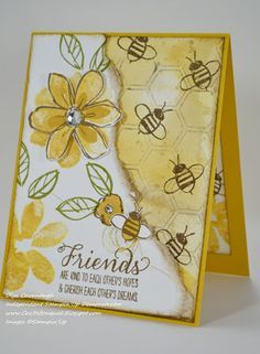 Stampin'Up Garden in Bloom stamp set. Honey Gift, About Butterfly, Hello Honey, Theme Nature, Bee Cards, Making Greeting Cards, Stamping Up Cards, Cards For Friends, Card Layout