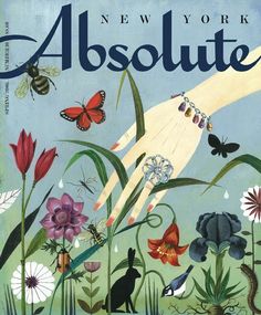 an illustrated book cover for the new york absolute, with butterflies and flowers