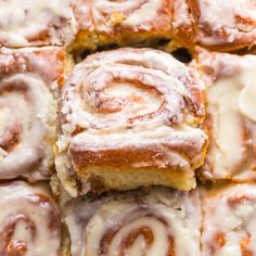 cinnamon rolls stacked on top of each other