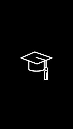 a black and white image of a graduation cap with a tassel hanging from it