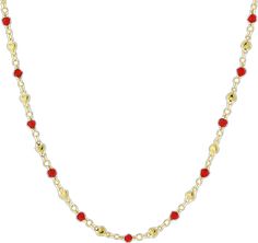 Gold Tone Red Bead And Heart Chain Necklace 16   19 Inch Adjustable Channel Jewelry, Heart Chain Necklace, Chic Fashionista, 1928 Jewelry, Vintage Inspired Jewelry, Red Beads, Heart Chain, Red Bead, Jewelry Companies