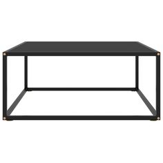 a black coffee table with gold trimmings on the top and bottom, against a white background