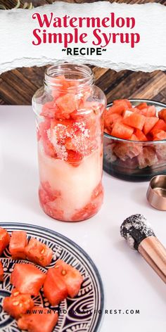 watermelon simple syrup recipe in a jar