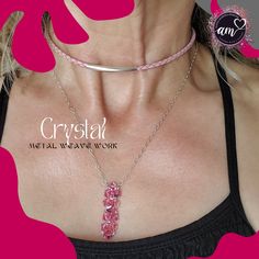 Experience elegance and style with our Alexa Martha Designs Pink Necklace Choker Ear Threader Bundle. This bundle includes the Pink Rock Candy Necklace for a touch of sparkle and the Bolo Choker Crystal Pearl Ear Threader for a dainty finish. Elevate any outfit and feel confident and chic! The necklace is handmade wire woven with authentic Rose AB Swarovski Crystals and completed with a sparkly sterling silver cable to resemble a childhood rock candy necklace. The necklace closes with a lobster Party Crystal Jewelry Wire Wrapped, Wire Wrapped Crystal Jewelry For Party, Party Wire Wrapped Crystal Jewelry, Adjustable Metal Crystal Necklaces, Adjustable Metal Crystal Necklace, Adjustable Wire Wrapped Crystal Necklace For Party, Elegant Wire Wrapped Crystal Necklaces For Party, Party Adjustable Wire Wrapped Crystal Necklace, Party Wire Wrapped Adjustable Crystal Necklace