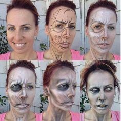 Sfx Zombie Makeup, Scary Zombie Costume, Scary Zombie Makeup, Zombie Bite Makeup, Zombie Makeup Halloween, Zombie Sfx, Zombie Makeup Diy, Zombie Makeup Easy, Haunted House Makeup