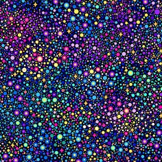 an abstract background with many different colored dots on the dark blue sky, which is filled with multicolored circles