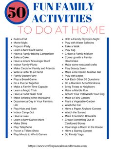 the 50 fun family activities to do at home