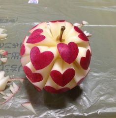 an apple with hearts cut out of it and the caption reads, my wife likes to spend time making my lunch extra special today is my favorite so far