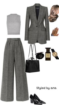 Would you wear this sleek all-grey look? Save it if it’s your style   #GreySuit #PowerSuit #ChicWorkwear #MonochromeOutfit #SleekStyle #BusinessChic #MinimalistFashion #TailoredLook #OfficeFashion #StyledByAna Workwear Chic, Bob Hairstyles For Thick, Fashion Shoes Heels, Monochrome Outfit, Business Chic, Power Suit, Sleek Fashion, Work Wardrobe, Office Fashion