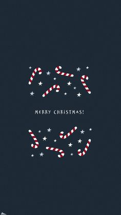 a christmas card with candy canes and stars in the middle on a dark background