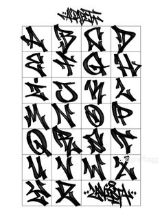 the letters and numbers are drawn in black ink on white paper, with some type of graffiti