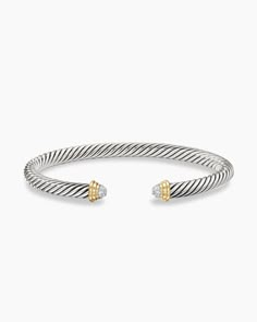 Cable Kids® Bracelet in Sterling Silver with 14K Yellow Gold and Diamonds, 4mm | David Yurman David Yurman Stack, David Yurman Cable Bracelet, L Ring, Vision Manifestation, Yurman Bracelet, Kids Bracelet, David Yurman Bracelet, Christmas List Ideas, Cable Bracelets