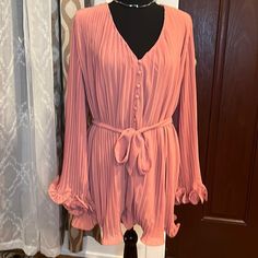 Flowy,Romantic Romper In An Eye Catching Old Rose Color, Belted To Emphasize Curve, Long Stylish Sleeves. Nwt Old Rose Color, Stylish Sleeves, White Lace Midi Dress, Rosé Black And White, Long Sleeve Velvet Dress, White Long Sleeve Dress, Houndstooth Dress, Crochet Mini Dress, Rose Dresses