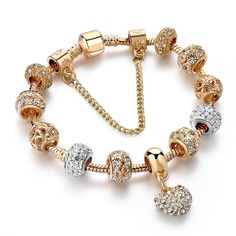 Bejeweled Crystal Heart Charm Bangle Bracelet-Boots N Bags Heaven-Boots N Bags Heaven Heart Bangle Bracelet, Gold Heart Bracelet, Bracelet Pandora, The Bangles, Trendy Bracelets, Gold Bracelet For Women, Gold Charm Bracelet, Bangle Bracelets With Charms, Bead Charm Bracelet