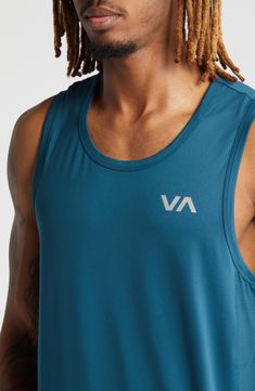 Vented side panels enhance the breathability of a lightweight jersey tank that's a workout must-have. 28" length (size Medium) Crewneck 90% polyester, 10% elastane Machine wash, tumble dry Imported Sporty 4-way Stretch Tank Top For Sports, Sportswear Tank Top With Moisture-wicking, Moisture-wicking 4-way Stretch Sportswear Tank Top, Technical Stretch Tank Top With Moisture-wicking, Moisture-wicking Sportswear Tank Top With 4-way Stretch, Sleeveless Mesh Activewear With 4-way Stretch, Mesh Sleeveless Tank Top For Workout, Functional Blue Tank Activewear, Blue Tank Athleisure Activewear