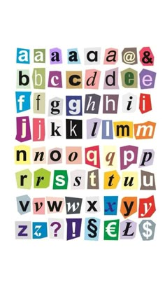 the letters and numbers are made up of different colors, shapes, and font options