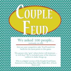 a sign that says, couple feed we asked 100 people get out your competition and you'll need to battle for the most points in this game