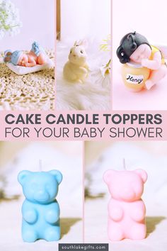 Hosting a baby shower? Celebrate mom-to-be and the new baby with these adorable baby shower candles. Perfect for a table scape or use them as unique baby shower cake candle toppers. Check out these baby shower themed candles and create the perfect baby shower aesthetic. Browse these and more at southlakegifts.com. Baby Shower Aesthetic, Candle Toppers, Unique Baby Shower Cakes, Shower Candles, Shower Aesthetic, Baby Shower Candles, Candle Topper