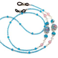 Indulge In The Beauty Of Our Turquoise And Pink Flowers Eyeglass Chain, A Handmade Accessory That Effortlessly Blends Style And Practicality. This Exquisite Eyeglass/Sunglass Chain Is Meticulously Crafted Using Quality Glass And Metal Beads, Adorned With Captivating Turquoise And Pink Flower Lampwork Glass Beads For An Enchanting Touch. Key Features: Captivating Design: Our Eyeglass Chain Features Lampwork Glass Beads Adorned With Intricate Turquoise And Pink Flowers, Creating A Visually Stunnin Beaded Eyeglass Chain, Turquoise And Pink, Sunglass Chain, Eyeglass Chain, Glasses Chain, Eye Wear Glasses, Lampwork Glass Beads, Eyewear Fashion, Sparkling Crystal