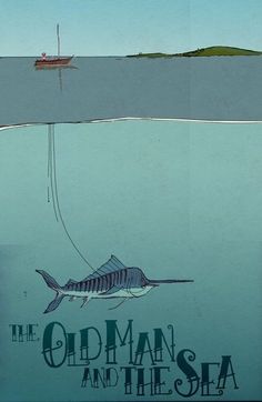 the old man and the sea movie poster with a boat in the water next to it