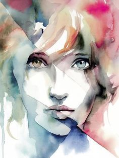 a watercolor painting of a woman's face