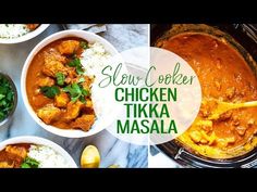 slow cooker chicken tikka masala recipe with rice and cilantro sauce