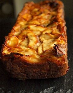 a piece of bread that is sitting on a table