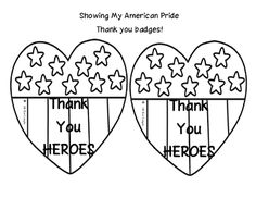 two hearts shaped like american flags with the words thank you hero written on each one