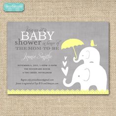 an elephant baby shower card with the words, it's a girl