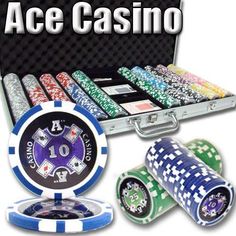 the ace casino poker chips are in their case and ready to be used for playing