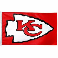 the kansas chiefs logo on a red and white flag