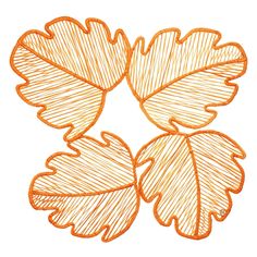 three orange leaves on a white background