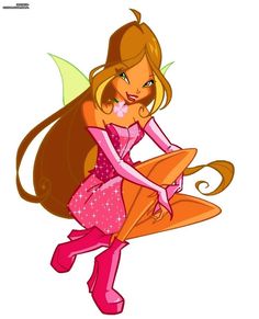 a cartoon fairy sitting on the ground with her legs crossed