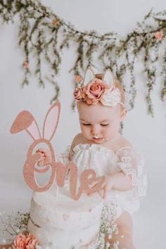 Bunny Birthday Party, 1st Birthday Party For Girls, Winter Birthday Parties, One Year Birthday, 1st Birthday Themes, Bunny Birthday, First Birthday Party Themes