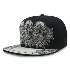 Product information: Color: black, white, colorful, black ghost wings, black skull print tape Crown style: Dome Size: head circumference 56-60cm adjustable Material: cotton and polyester blend Popular elements: Hip hop Brim shape: Flat Brim Inventory Type: entire transaction Function: sunscreen, breathable, windproof, sunshade Style: outdoor casual sports tourism shopping Korean stage pastoral European hip hop unisex all-match Packing list: Baseball Cap *1pc Product Image: Flat Hat, Flat Hats, Hip Hop Cap, Black Skulls, Street Dance, Skull Print, Skull Cap, Ball Cap, Sun Hat