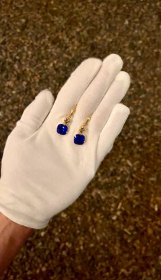 Sparkly. Classic. Feminine. Gold and Majestic Blue Swarovski Crystals. Gold overlay finish. Heart Of The Ocean, Titanic Jewelry, Classic Feminine, Ocean Jewelry, Halo Earrings, Halo Earrings Studs, Gold Overlay, Birthstone Earring, Stunning Necklace