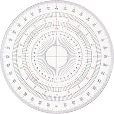 a drawing of a circular ruler with numbers and symbols on the side, as well as an arrow