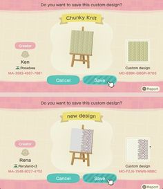 two screens showing how to use the design process in animal crossing, which includes an easel and a canvas