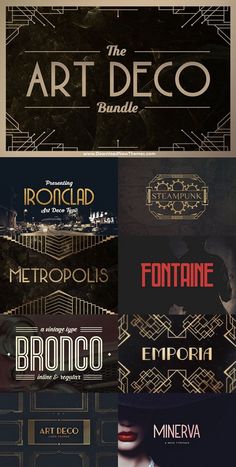 the art deco font and numbers are all in different colors, shapes, and sizes