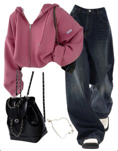 OOTD: Zip Up Hoodie + Vintage Blue 90s Boyfriend Jeans + Mini Pu Leather Backpack Casual Pink Hoodie With Zipper Closure, Trendy Hoodie For School In Fall, Trendy Hoodie With Zipper Closure, Outfit Inspo Casual, Casual Day Outfits, Trendy Summer Outfits, Easy Trendy Outfits, Mein Style, Cute Everyday Outfits