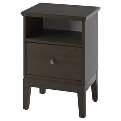 the night stand has two drawers on one side and an open drawer on the other