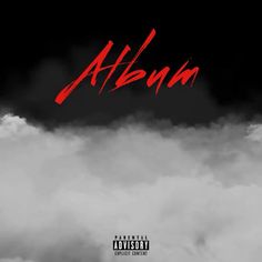 the album cover art for aluna, featuring clouds and red lettering on black background