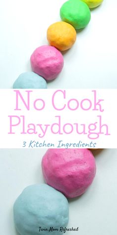 no cook playdough recipe for kids to make with colored playdoughs